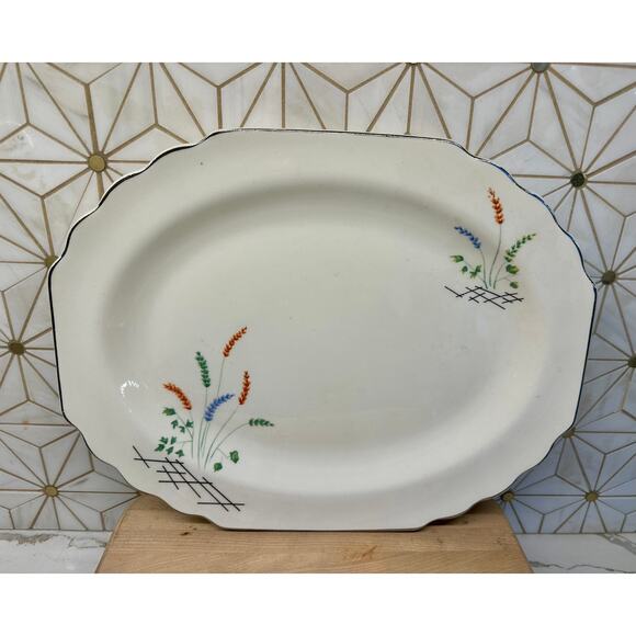 WS George Serving Platter | Asian Style, Multicolor Reed, Silver Trim 10x13‎ - Picture 4 of 6